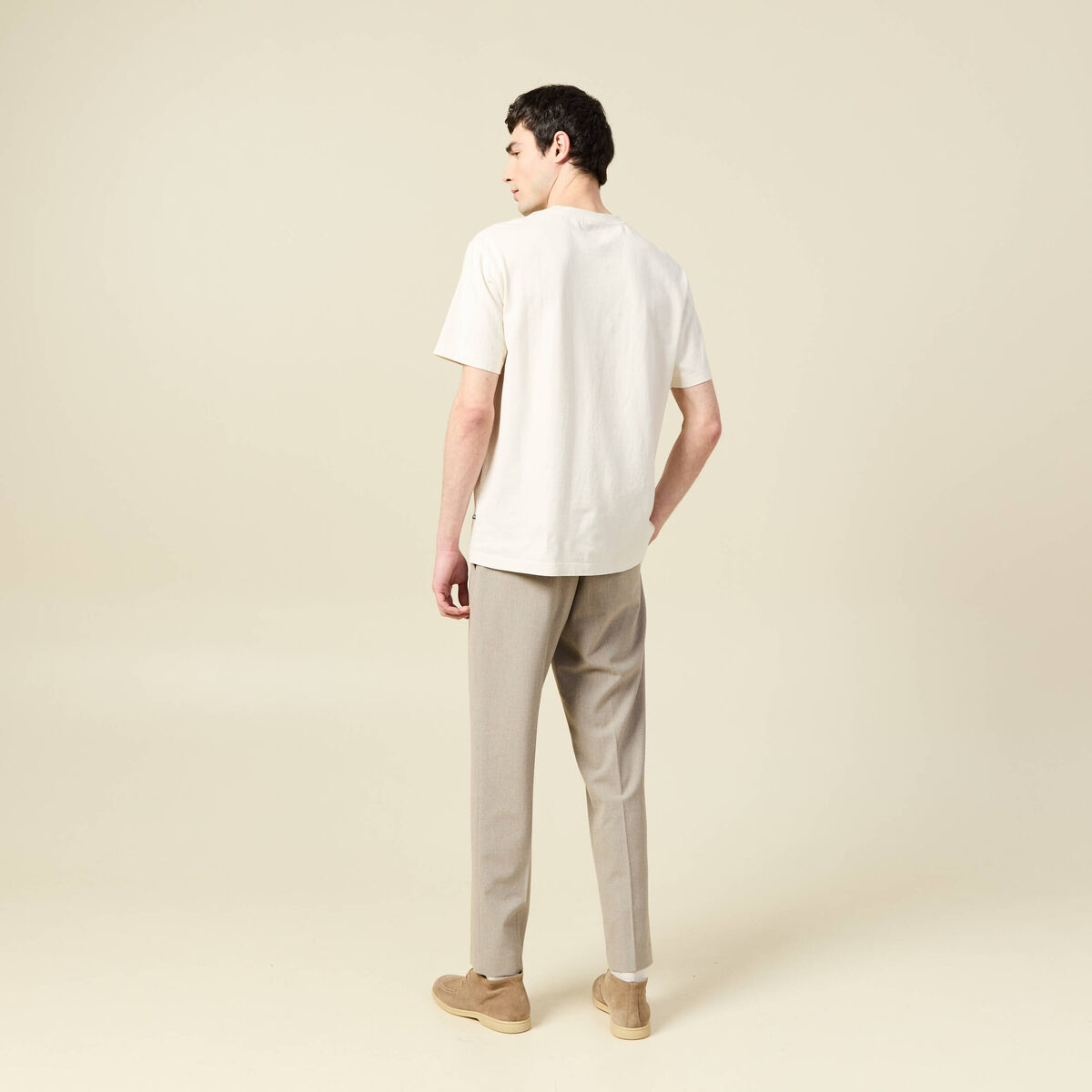 T-shirt ample en coton manches courtes ecru homme