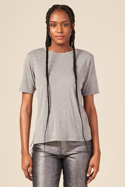 T-shirt manches courtes gris argent femme