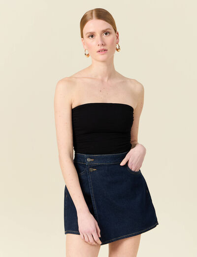 Bustier cropped côtelé noir femme