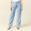 Jeans large denim bleach femme