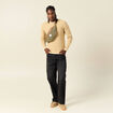 Pull manches longues col rond beige homme