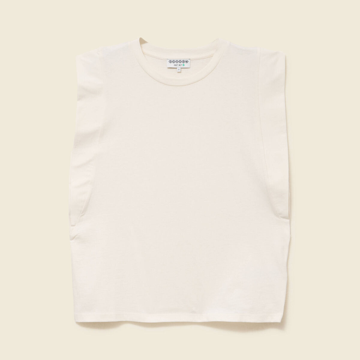 T-shirt en coton sans manches creme femme