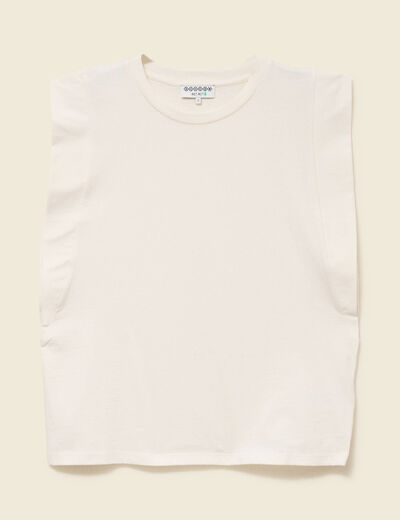 T-shirt en coton sans manches creme femme
