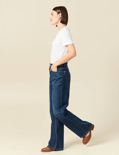Jeans large taille haute denim brut femme