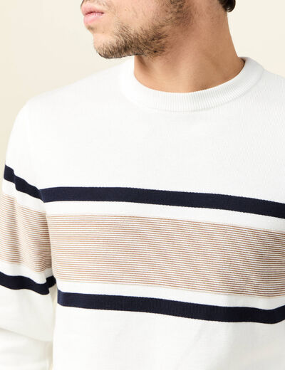 Pull manches longues ecru homme