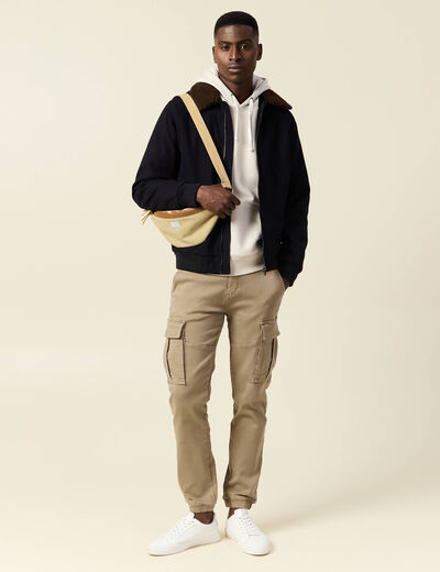 Pantalon battle bas resserr&eacute; taupe homme