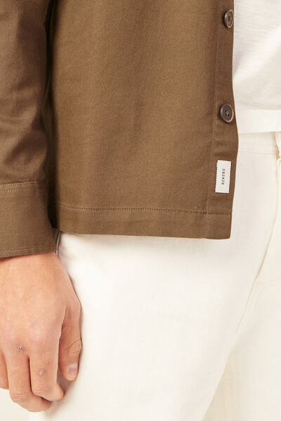 Surchemise manches longues taupe homme