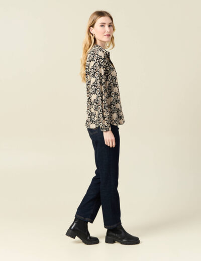Chemise manches longues fluide noir femme