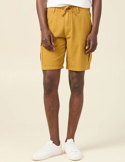 Bermuda cargo à coulisse jaune moutarde homme