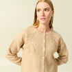 Gilet manches longues col rond creme femme