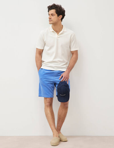 Bermuda en velours bleu violet homme