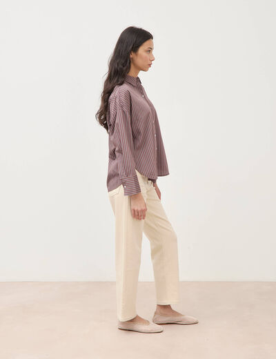 Chemise ample manches longues fluide marron femme