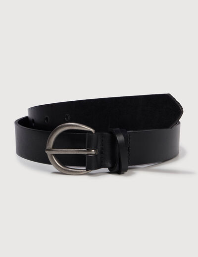 Ceinture large en cuir noir femme