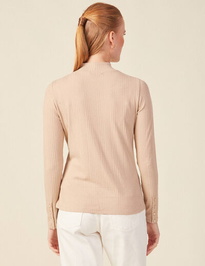 T-shirt manches longues beige femme