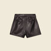 Short similicuir ceinturé noir femme