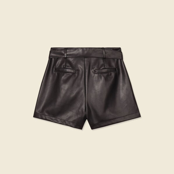 short similicuir ceinture noir femme Short similicuir ceinturé noir femme