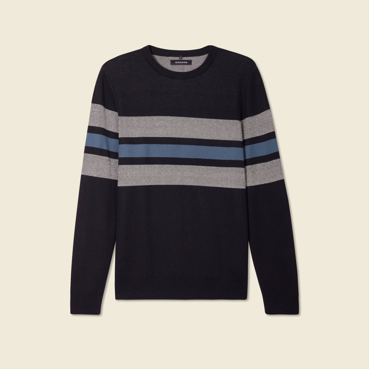 Pull manches longues bleu marine homme