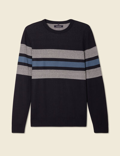 Pull manches longues bleu marine homme