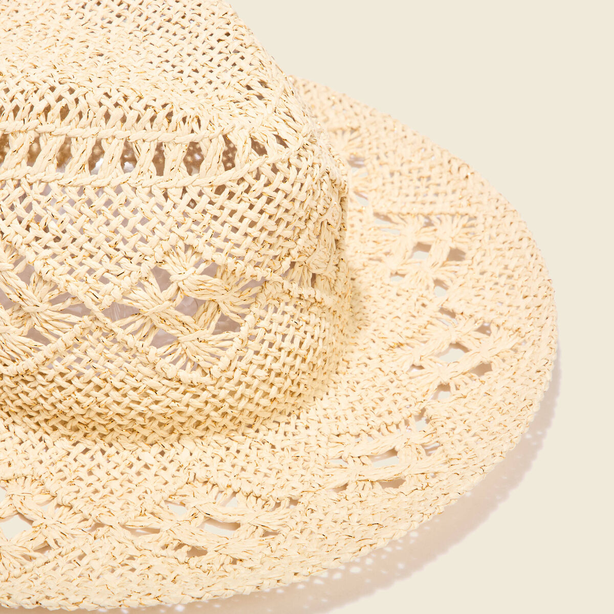 Chapeau de paille ajouré ecru femme