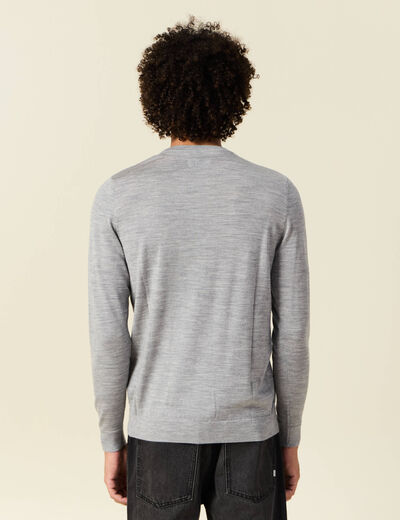 Pull 100% laine mérinos gris foncé homme