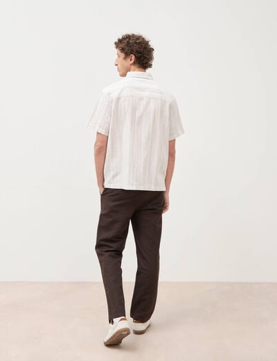 Col en maille coton manches courtes ecru homme