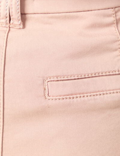Chino cigarette 7/8&egrave;me taille haute rose clair femme