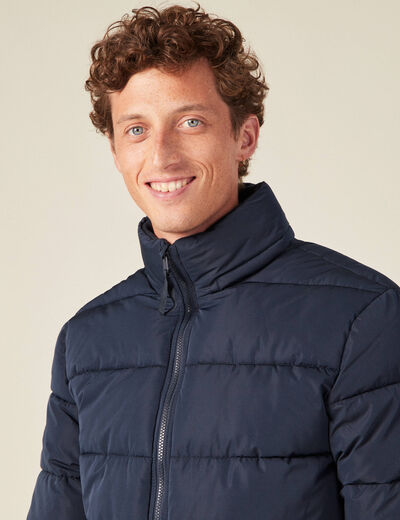 Doudoune droite zippée bleu marine homme