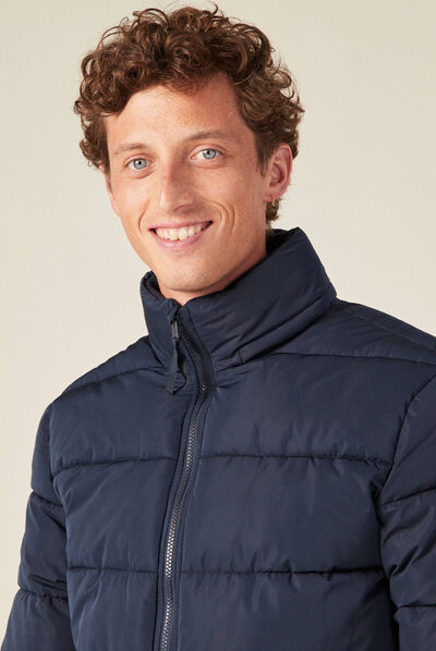Doudoune droite zippée bleu marine homme