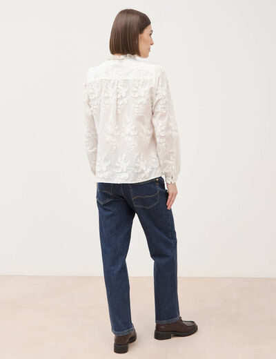 Chemise en coton manches longues ecru femme