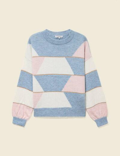 Pull col rond manches longues mauve femme