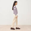Pull col rond manches longues en coton marron chocolat femme