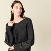 Pull manches longues ajour&eacute; noir femme