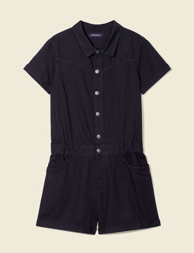 Combishort boutonnée noir femme