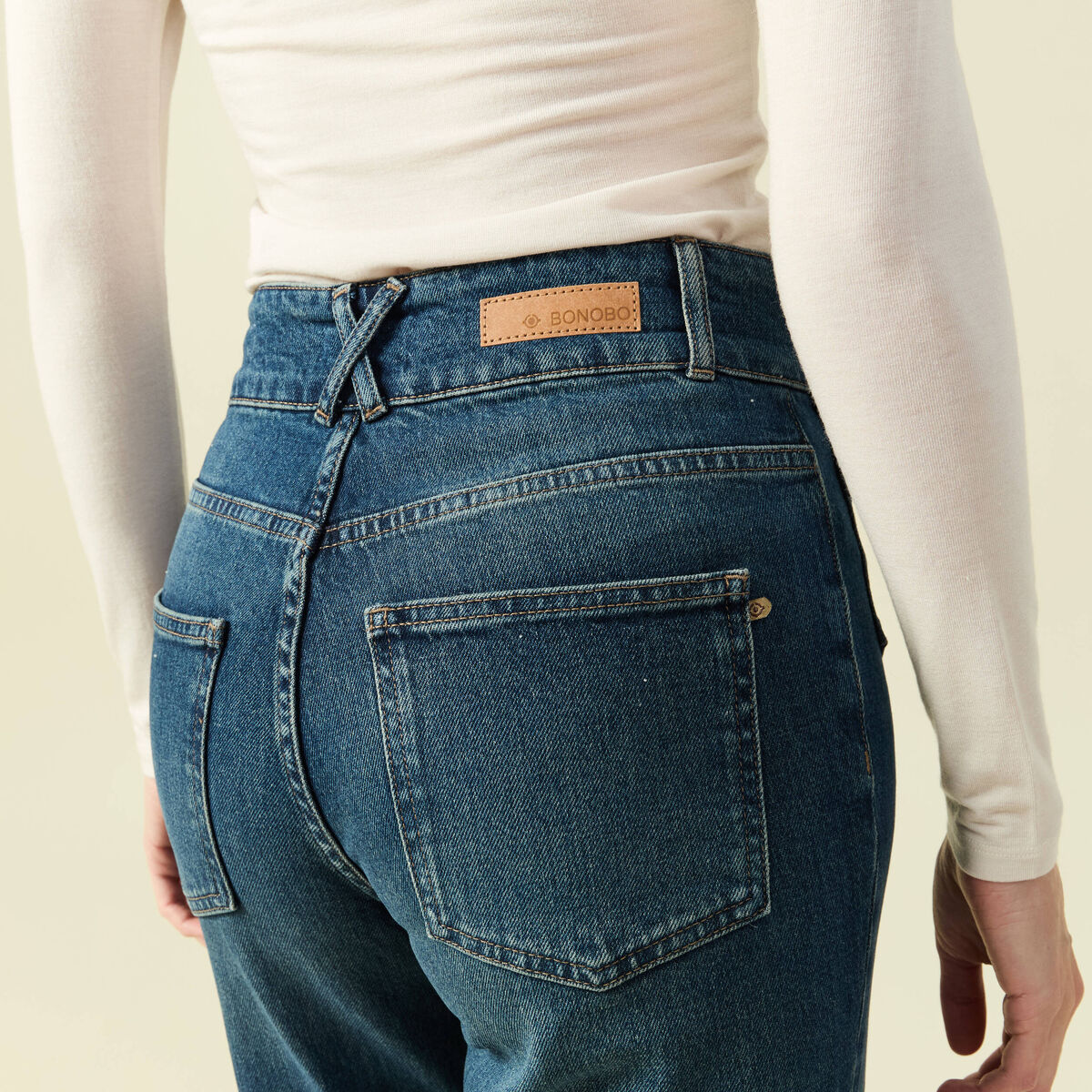 Jeans bootcut taille haute bleu femme