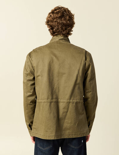 Saharienne col montant manches longues vert kaki homme