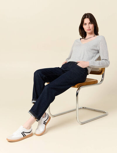 Pull à manches longues gris clair femme