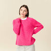Pull manches longues col rond rose femme