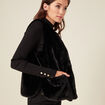 Veste droite fausse fourrure noir femme
