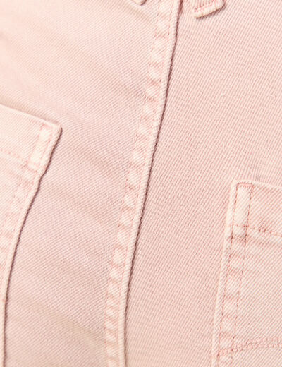 Jeans large cropped taille haute rose clair femme