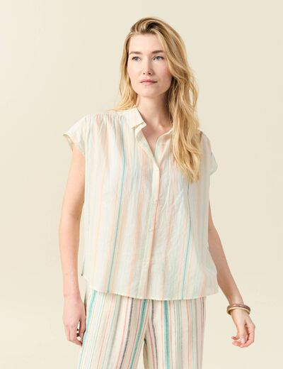Blouse manches courtes blanc femme