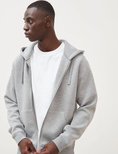 Sweat ample &agrave; capuche manches longues gris clair homme