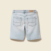 Bermuda jeans large taille haute denim snow bleach femme