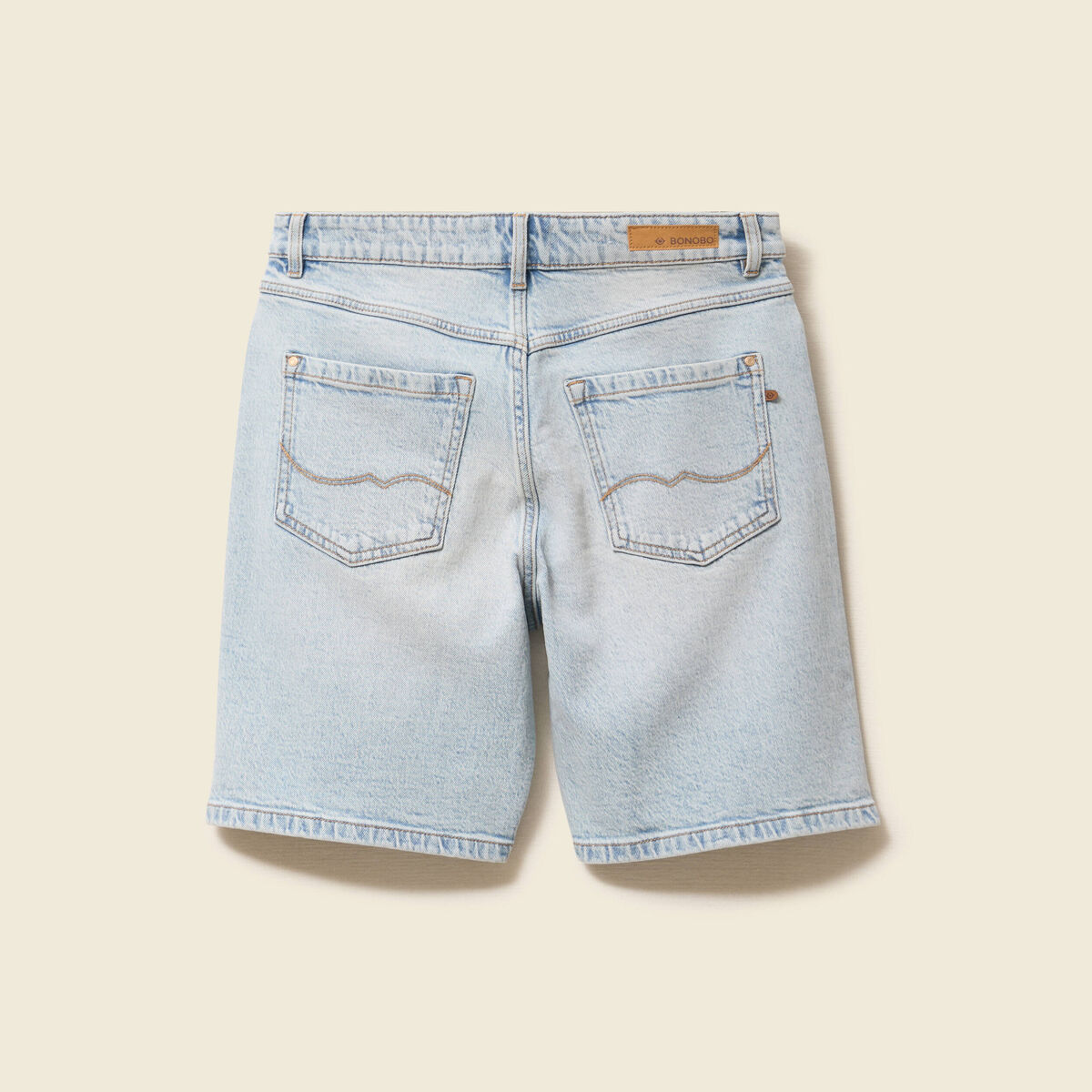 Bermuda jeans large taille haute denim snow bleach femme