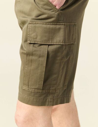 Bermuda droit cargo ceinture vert kaki homme