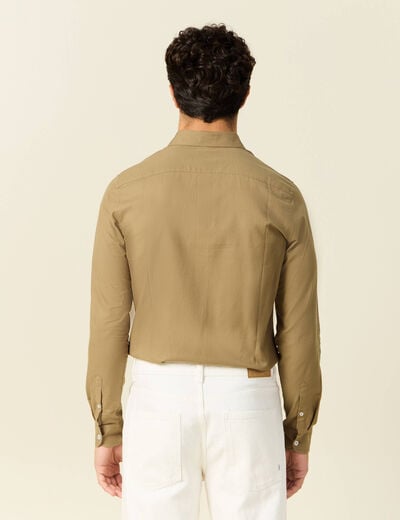 Col cintr&eacute; en coton manches longues marron homme
