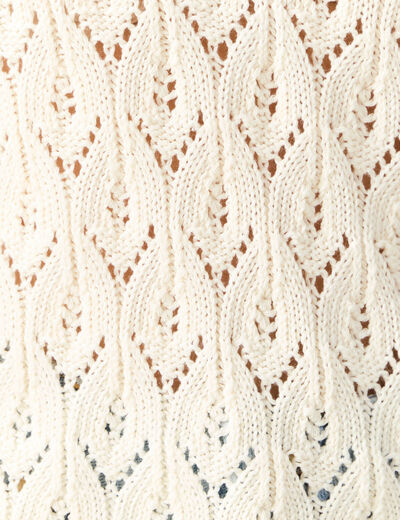Pull manches longues ajouré creme femme