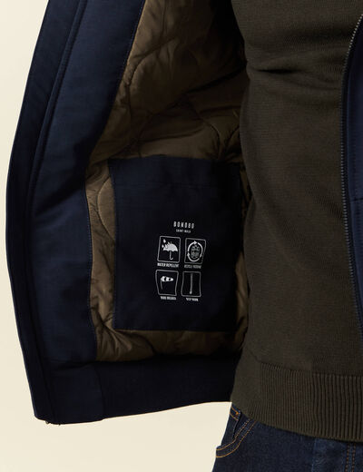 Parka courte à capuche bleu marine homme
