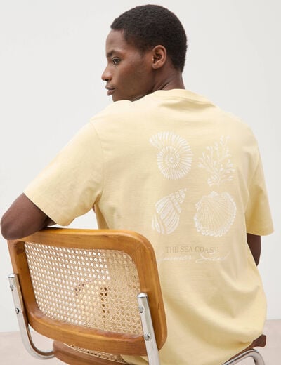 T-shirt en coton manches courtes jaune clair homme