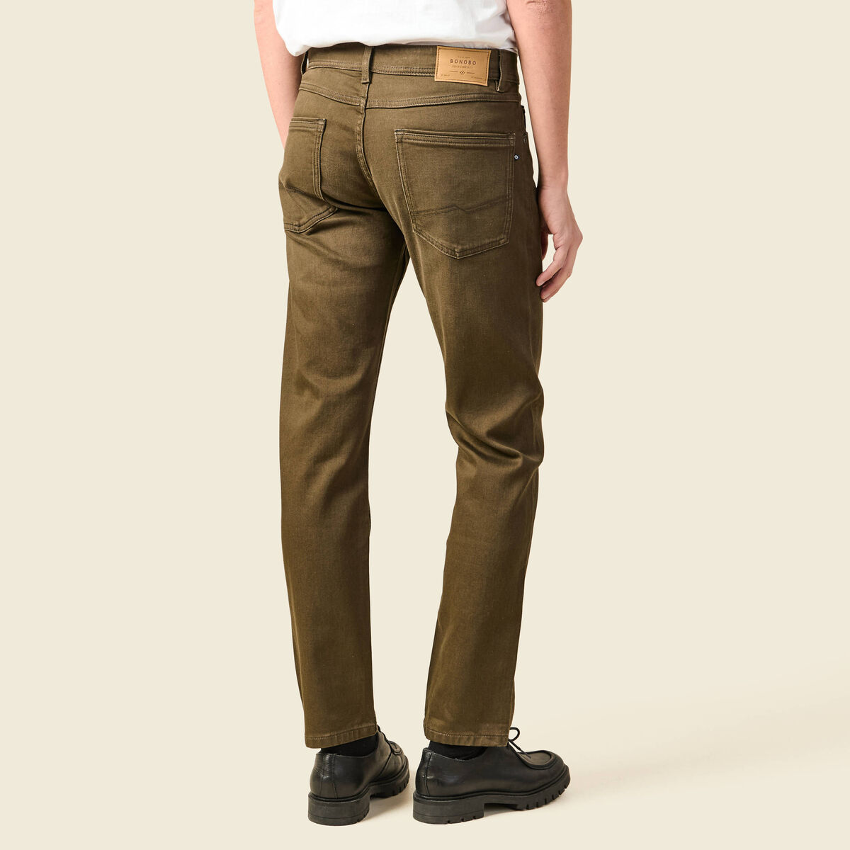 Jeans straight longueur 32 denim taupe homme