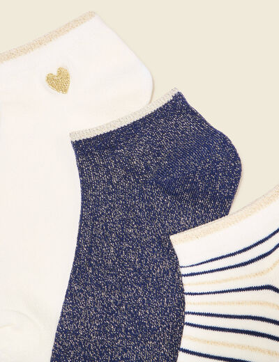 Lot 3 paires chaussettes bleu foncé femme